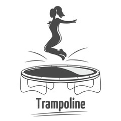 Woman jumping on the trampoline. Trampoline icon. Silhouette woman. Logo design.