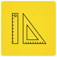 Triangular ruler icon. Straightedge sign.