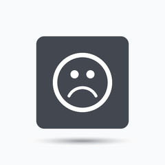 Sad smiley icon. Bad feedback sign.