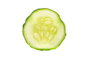 Fresh slice of cucumber isolated on white background