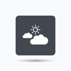 Cloud with sun icon. Sunny weather sign.