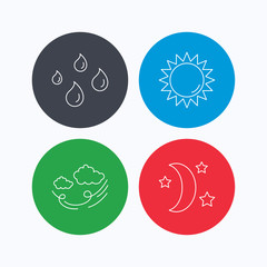 Weather, sun and wind icons.
