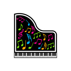 Piano musical notes logo. vector graphic