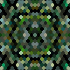 Kaleidoscopic low poly hexagon style vector mosaic background