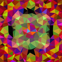 Kaleidoscopic low poly triangle style vector mosaic background