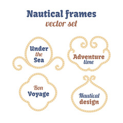 Nautical frames set. Ropes swirls. Decorative vector knots. Ornamental decor elements with rope. Isolated design.