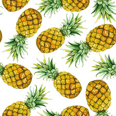 hand drawn watercolor pineapples