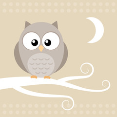 Cartoon owl on the tree