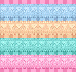 vector set of ribbons with hearts