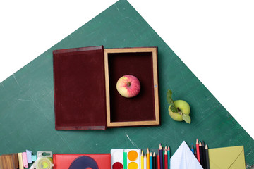 Apple and school stationery