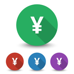 White Yen icon in different colors set