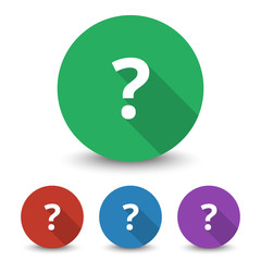 White Question Mark icon in different colors set