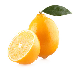 Ripe lemons isolated on white background