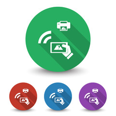 White Mobile Photo Printing icon in different colors set
