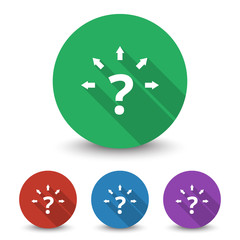 White Question Mark Arrows icon in different colors set