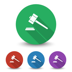White Law Gavel icon in different colors set