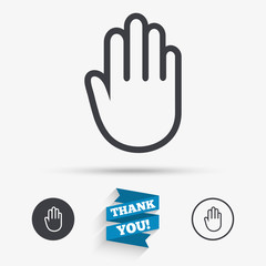 Hand sign icon. No Entry or stop symbol.