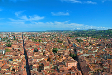 Fototapeta premium Italy, Bologna aerial view from Asinelli tower