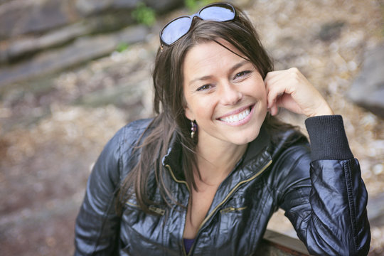 A 30 Years Old Beautiful Woman Portrait In Nature