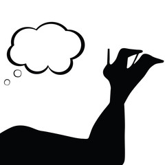woman legs with speech bubble illustration in black