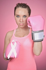 Fight for Breast Cancer symbol on pink background