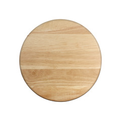 wooden plate top view on white background