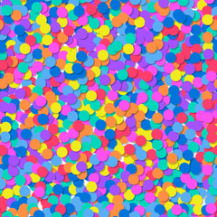 Seamless pattern of colorful confetti. Festive background. Vector