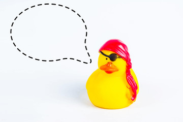 bath duck with with callout symbol on white background,duck toy,Cute yellow rubber duck
