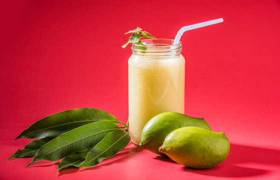 Green mango juice also known as kairi panha, aam panna, Mango Pahna, green mango drink, Fresh green mango smoothie with fresh green mangos