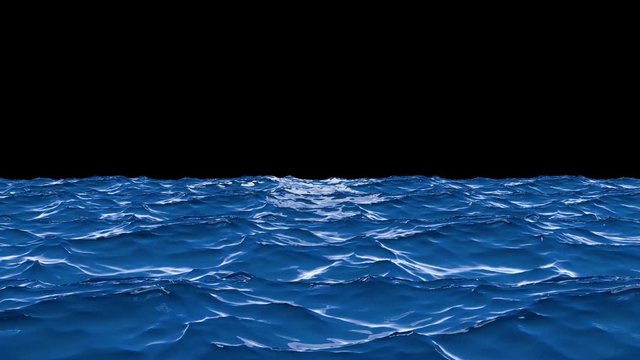 Seamless alpha transparent background 3d Animation sea wave and ripple moving movement in 4k ultra hd