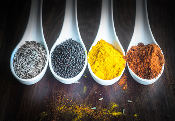 Organic Colorful Indian Spices and Herbs