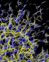 blue yellow explosion