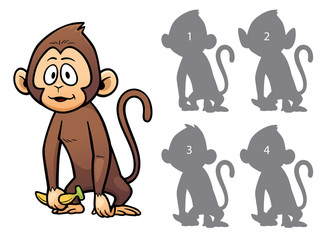 Vector Illustration of make the right choice and connect shadow matching - Monkey