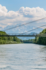 Salzach river on its way through Salzburg, Austria