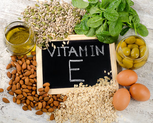 Natural Foods high in a vitamin E. - obrazy, fototapety, plakaty