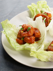 healthy salsa shrimp lettuce wraps