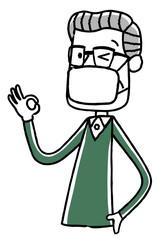 シニア男性：マスク
