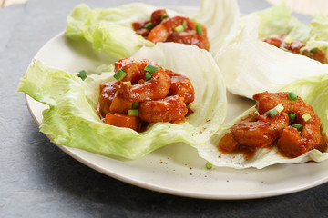 healthy salsa shrimp lettuce wraps