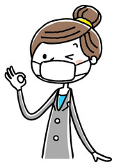 ビジネスウーマン：マスク
