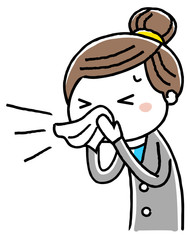 ビジネスウーマン：くしゃみ
