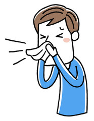 若い男性：くしゃみ
