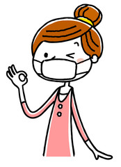 若い女性：マスク
