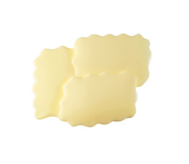 Children's toy a plastic, pieces of butter isolated on white