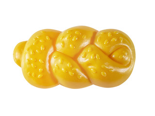 Children's toy a plastic, bread wattled braid isolated on white