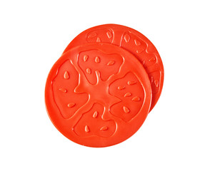 Children's toy a plastic, tomato isolated on white