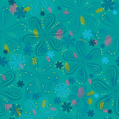 Blue floral seamless pattern