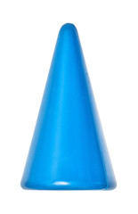 Toy, colorful blue plastic cone, block isolated on the white