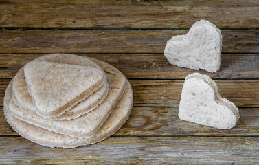 white cookies in heart shape