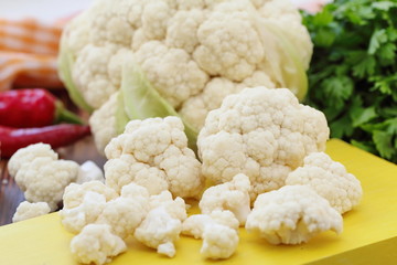Fresh cauliflower on the table