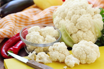 Fresh cauliflower on the table